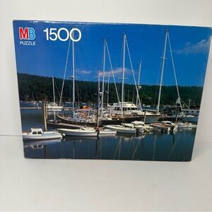 NIB Vintage MB York Northeast Harbor Maine 1500 Piece Jigsaw Puzzle